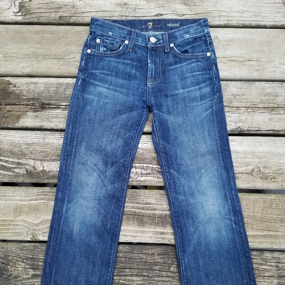 Designer 7 For All Mankind distressed denim jeans - Picture 2 of 6